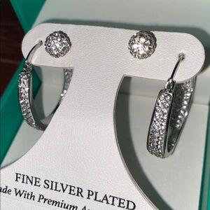 Sofia James Silver Crystal Earrings Set